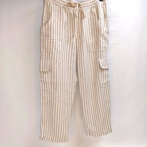 Sanctuary/Anthropologie Linen& Cotton blend pant. Cream and Tan stripe S…